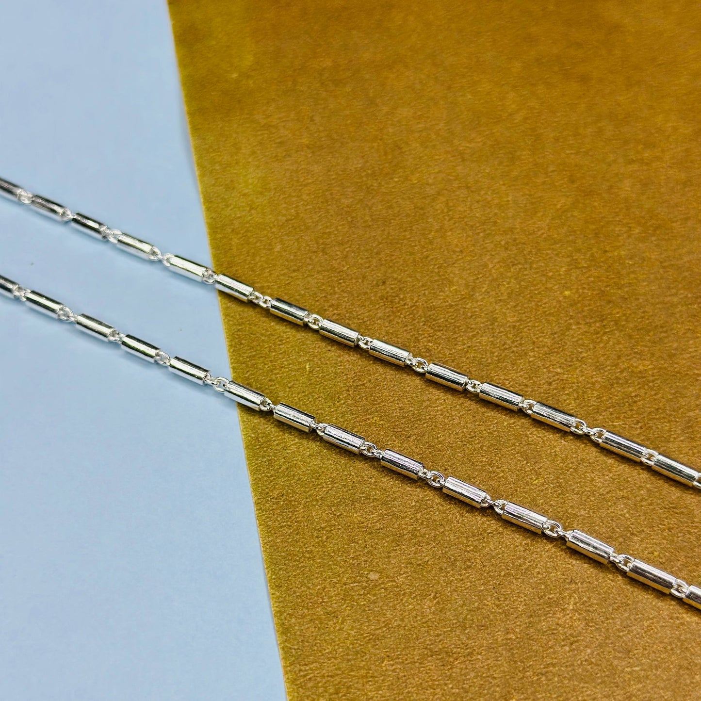 Sterling Silver Cylinder Link Anklet