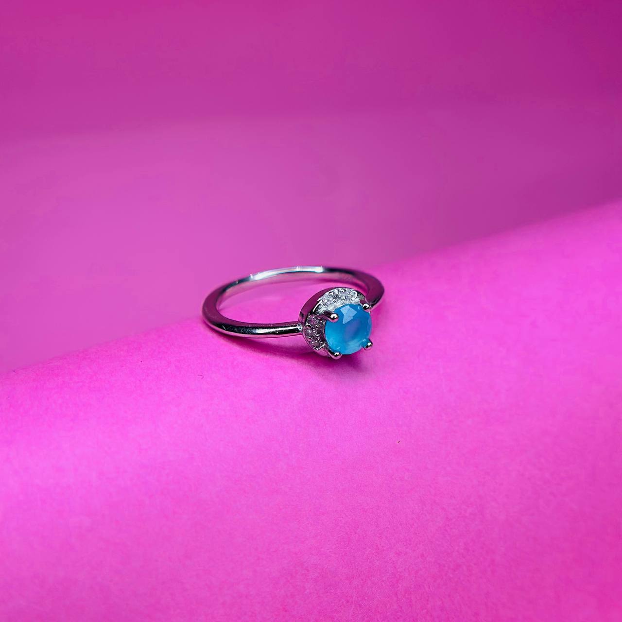 925 Sterling Silver Blue Halo Ring