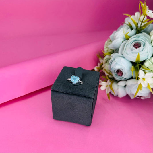 925 Sterling Silver Blue Heart Stone Ring
