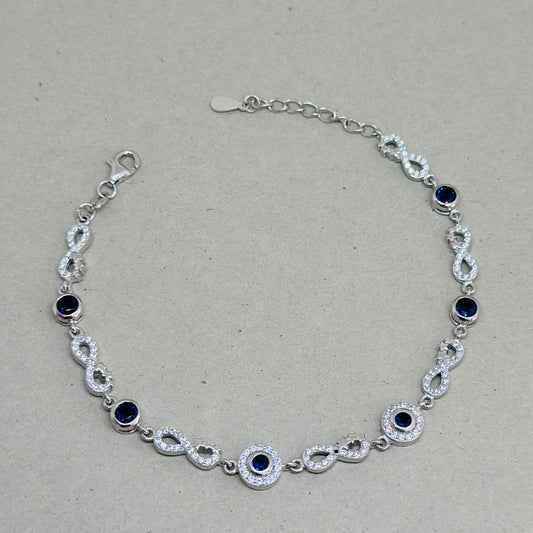 925 Sterling Silver Infinity & Blue CZ Bracelet