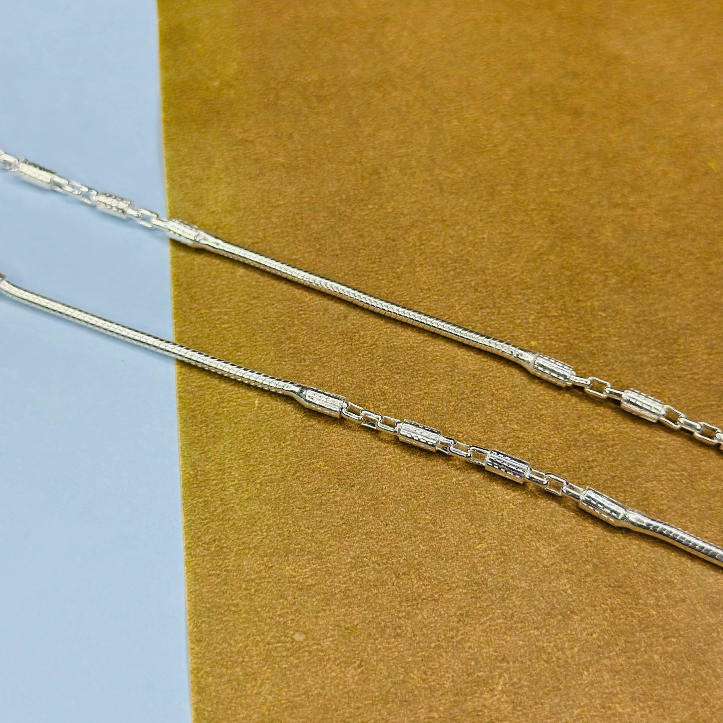 Sterling Silver Textured Barrel Link Anklet