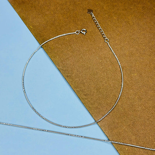 Delicate Chain Anklet in Pure 925 Silver with Adjustable Clasp