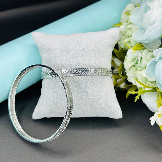 Silver Textured Classic Bangles