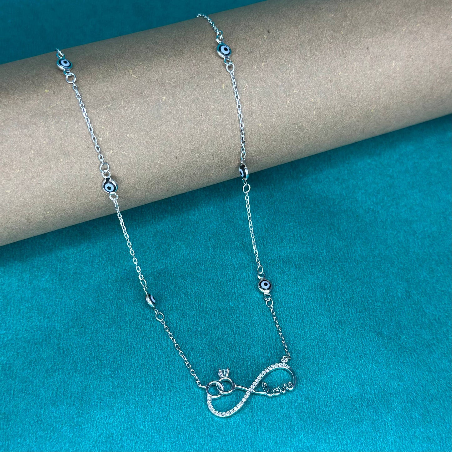 Infinite Love Evil Eye Silver Necklace
