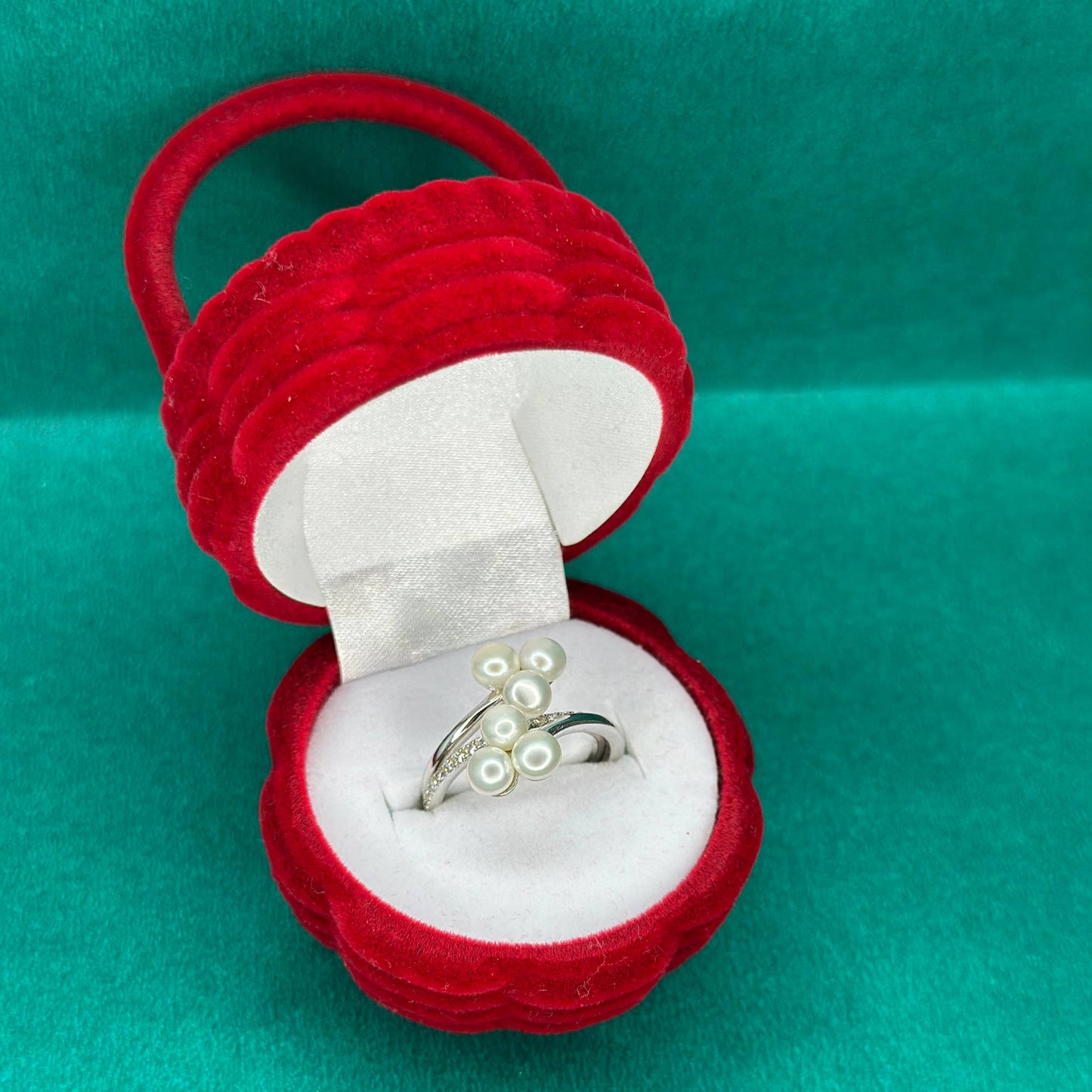 925 Silver Cluster Pearl Ring