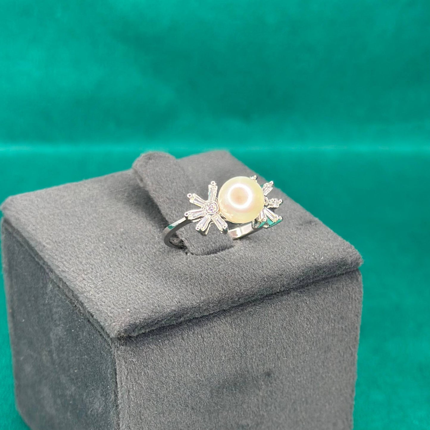 925 Silver Starburst Pearl Ring