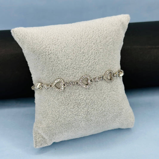 925 Silver Sparkling Heart Link Bracelet