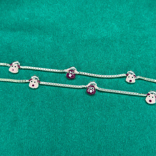 925 Silver Cartoon Face Kids Anklet