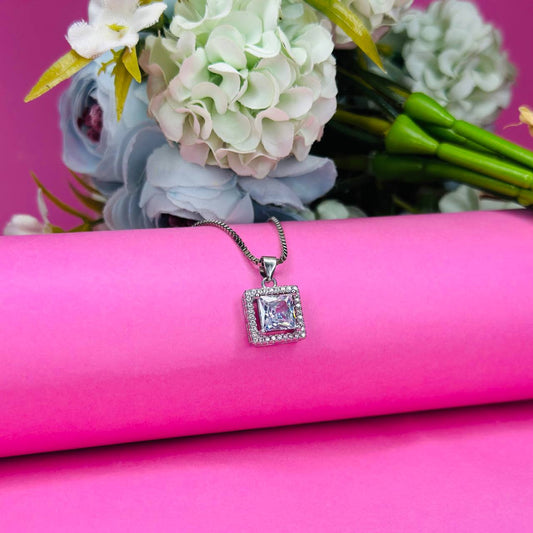 Crystal Grace ā 925 Silver Square Pendant Necklace