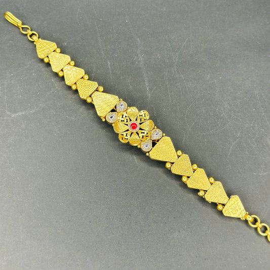 925 Silver Gold Plated Geometric Floral Bracelet