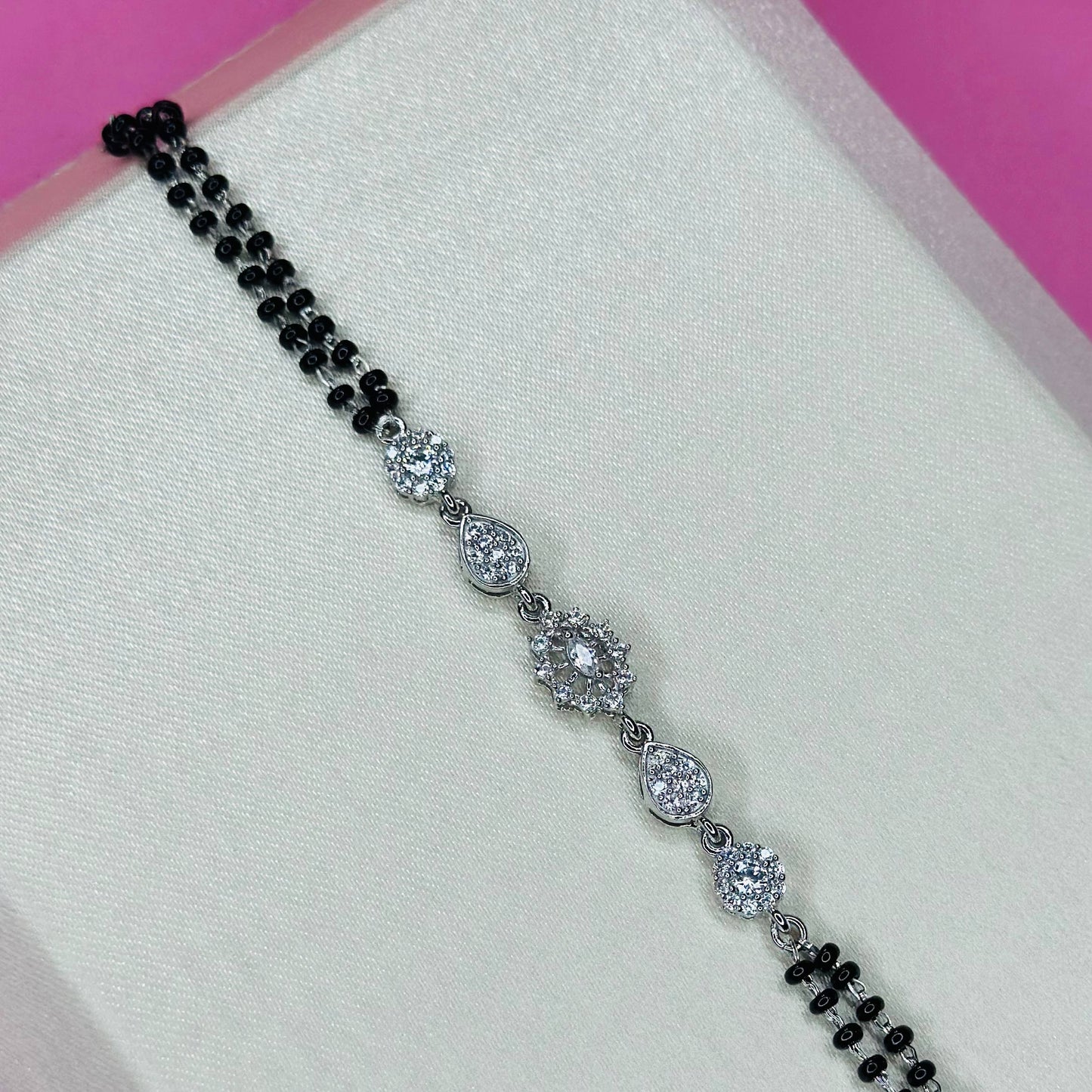 925 Silver Floral Elegance Mangalsutra Bracelet