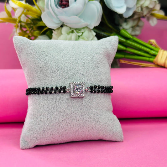925 Silver Square Solitaire Mangalsutra Bracelet