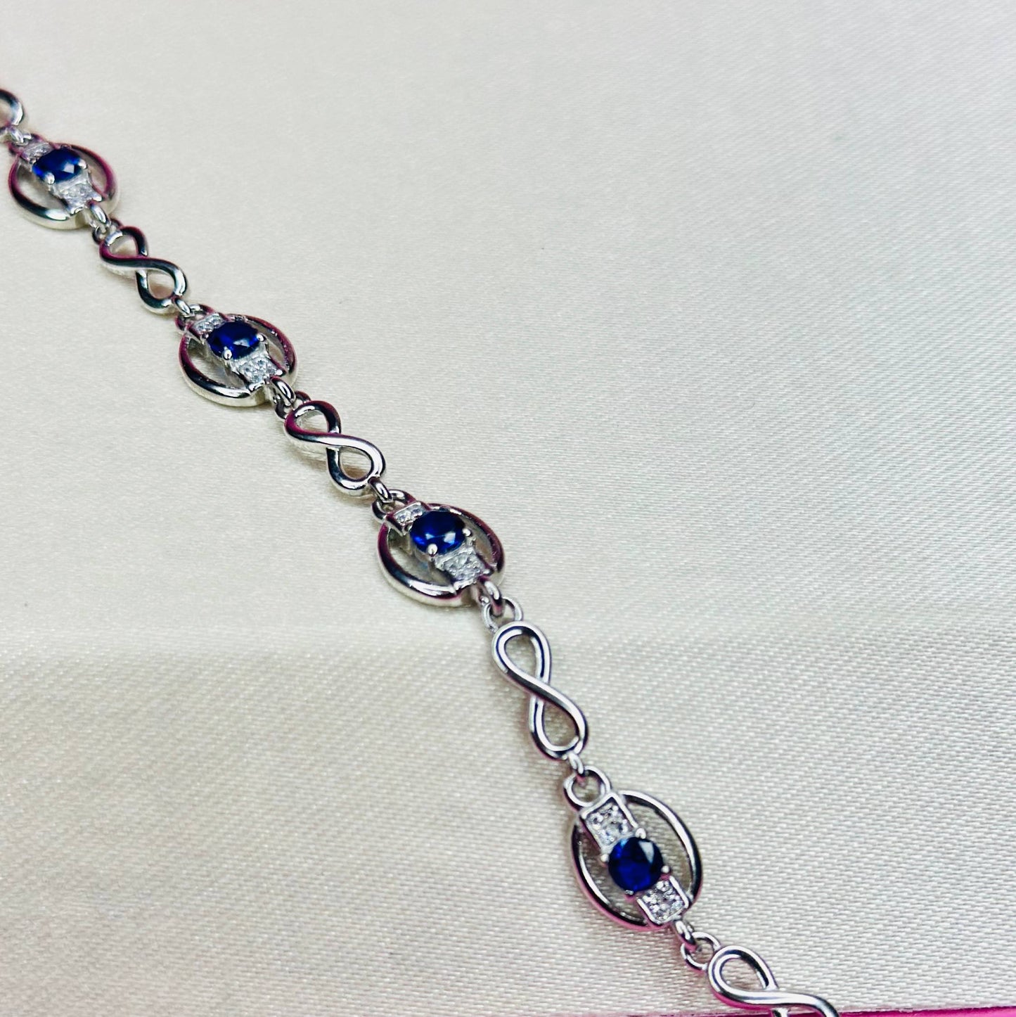 Pure 925 Silver Blue Infinity Bracelet
