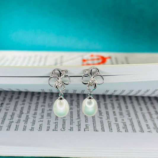 Floral Pearl Drop Earrings