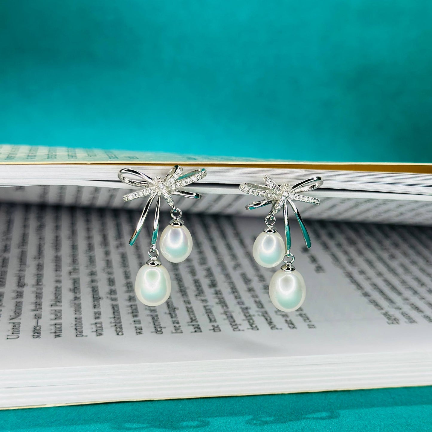 Graceful Bow Pearl Drop Earrings