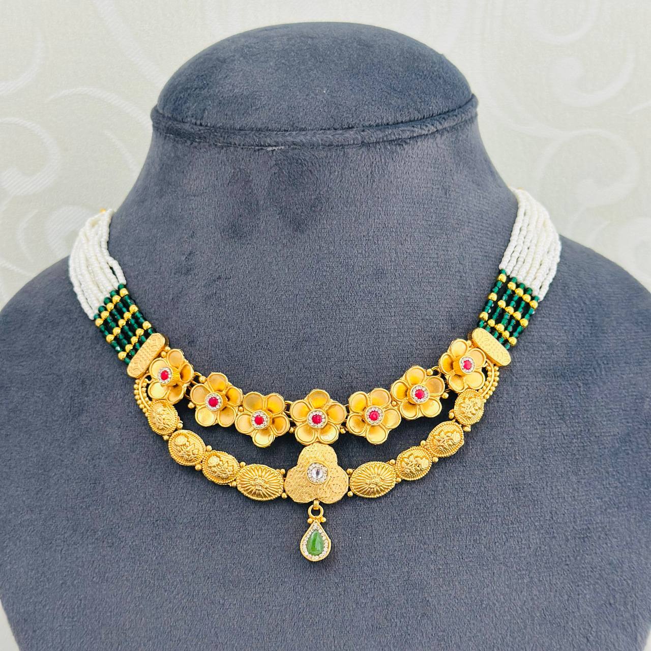 925 Silver Gold Plated Floral Blossom Necklace Set with Earrings