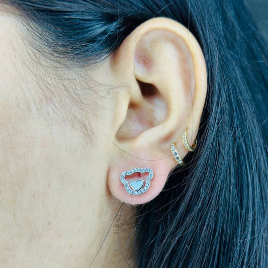 š» 925 Sterling Silver Teddy Heart Stud Earrings