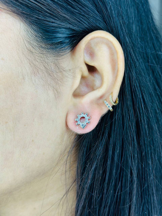 ⨠925 Sterling Silver Radiant Circle Stud Earrings