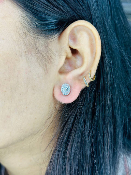 ⨠925 Sterling Silver Halo Stud Earrings