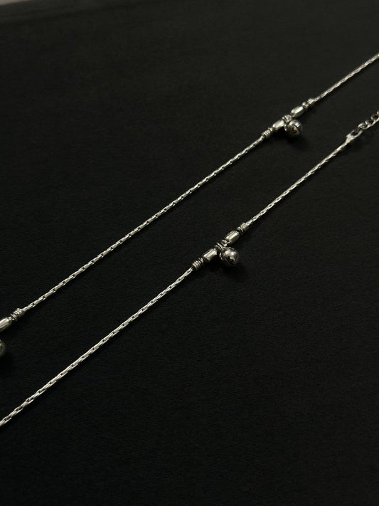 Silver Beaded Jingle Anklet ā 925 Sterling Silver