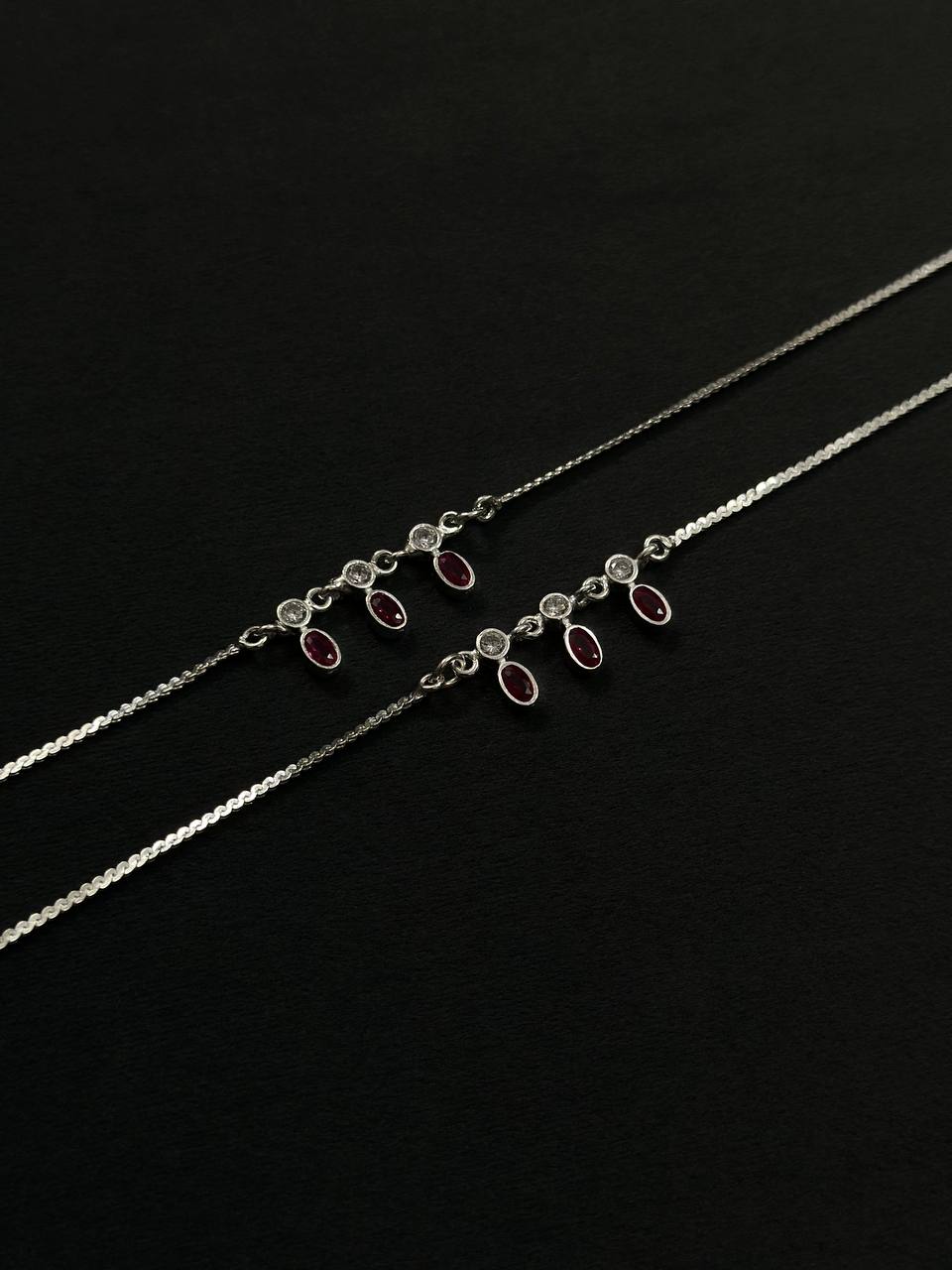 Ruby Drop Anklet – 925 Sterling Silver