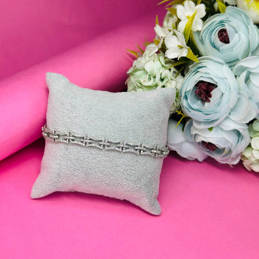 925 Silver Double Layer X-Link Bracelet