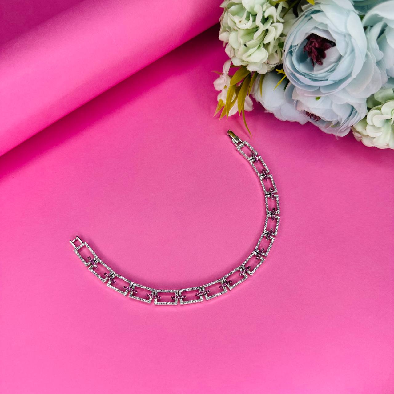 925 Silver Geometric Link Bracelet