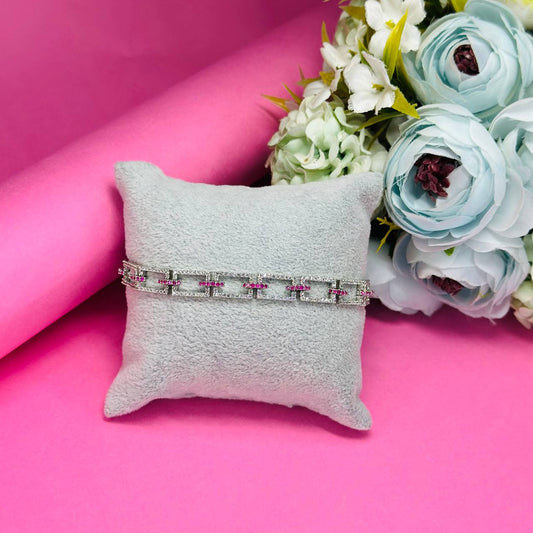 925 Silver Geometric Link Bracelet