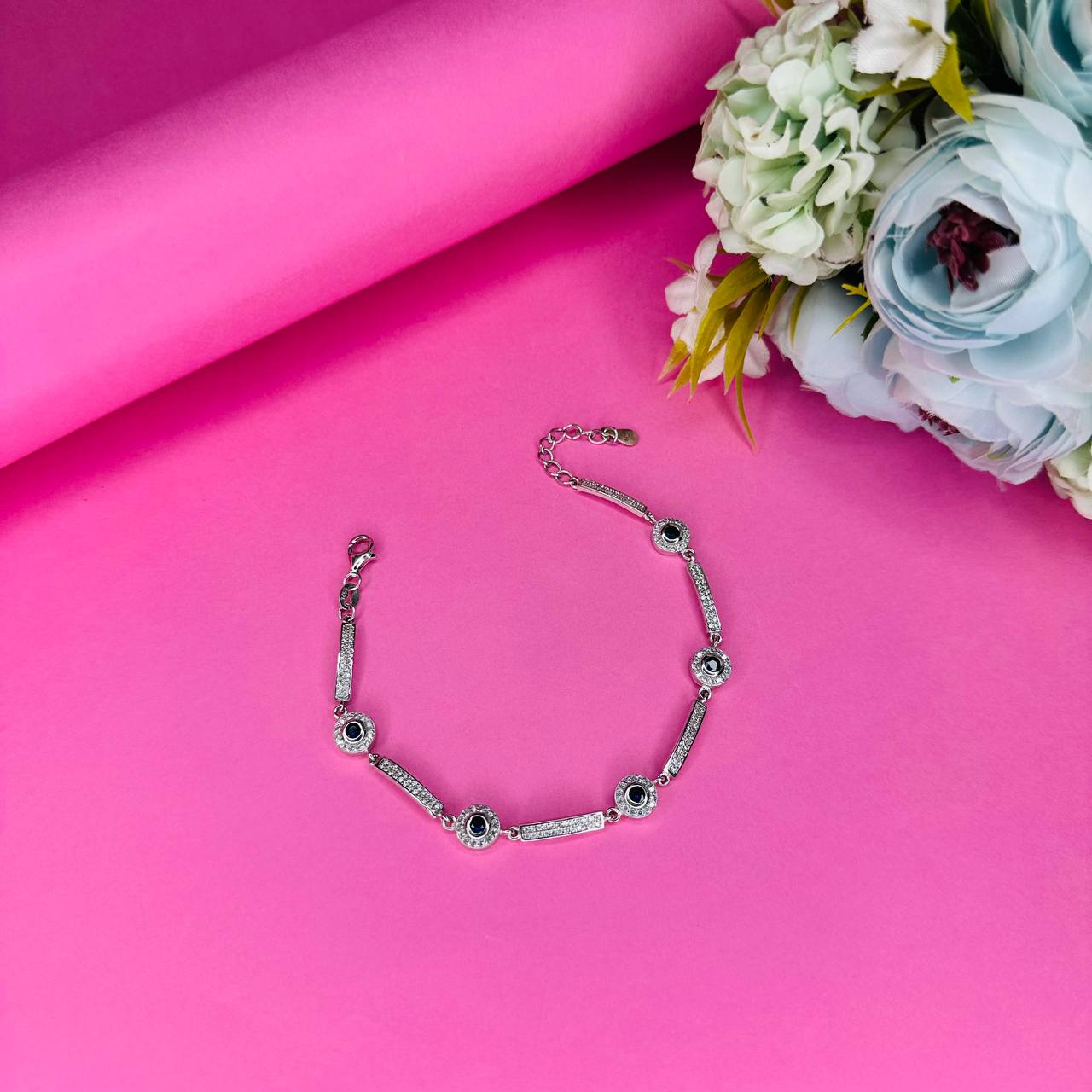 925 Silver Blue Stone Elegant Bracelet