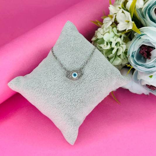 Silver-Plated Evil Eye Pendant Necklace for Protection & Style
