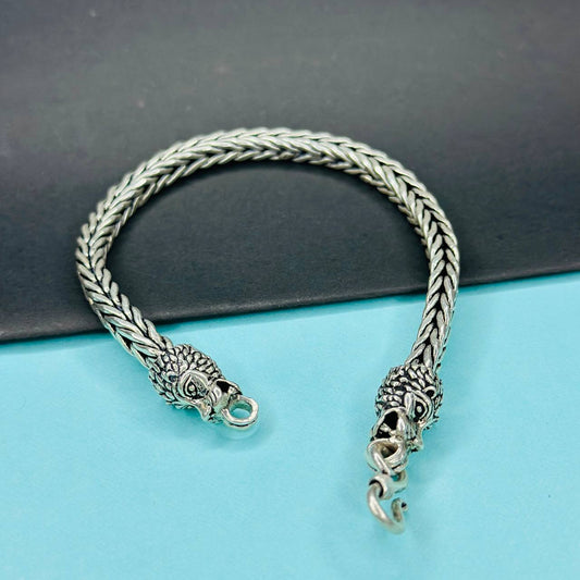 925 Sterling Silver Dragon Head Woven Chain Bracelet