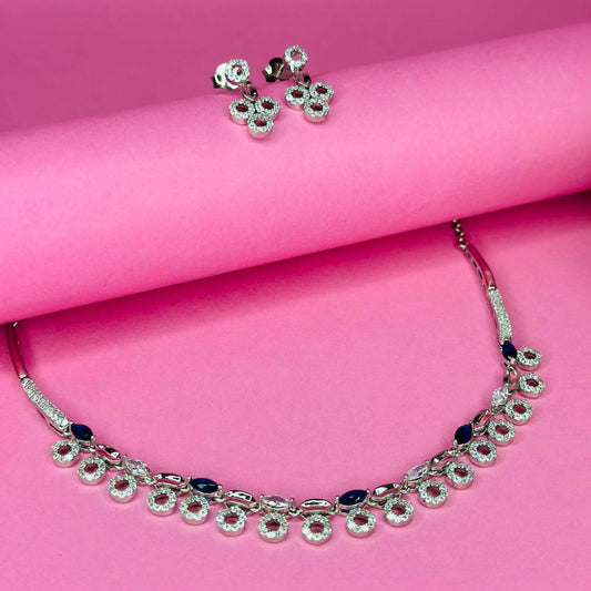 925 Sterling Silver Elegant Circle Necklace & Earrings Set