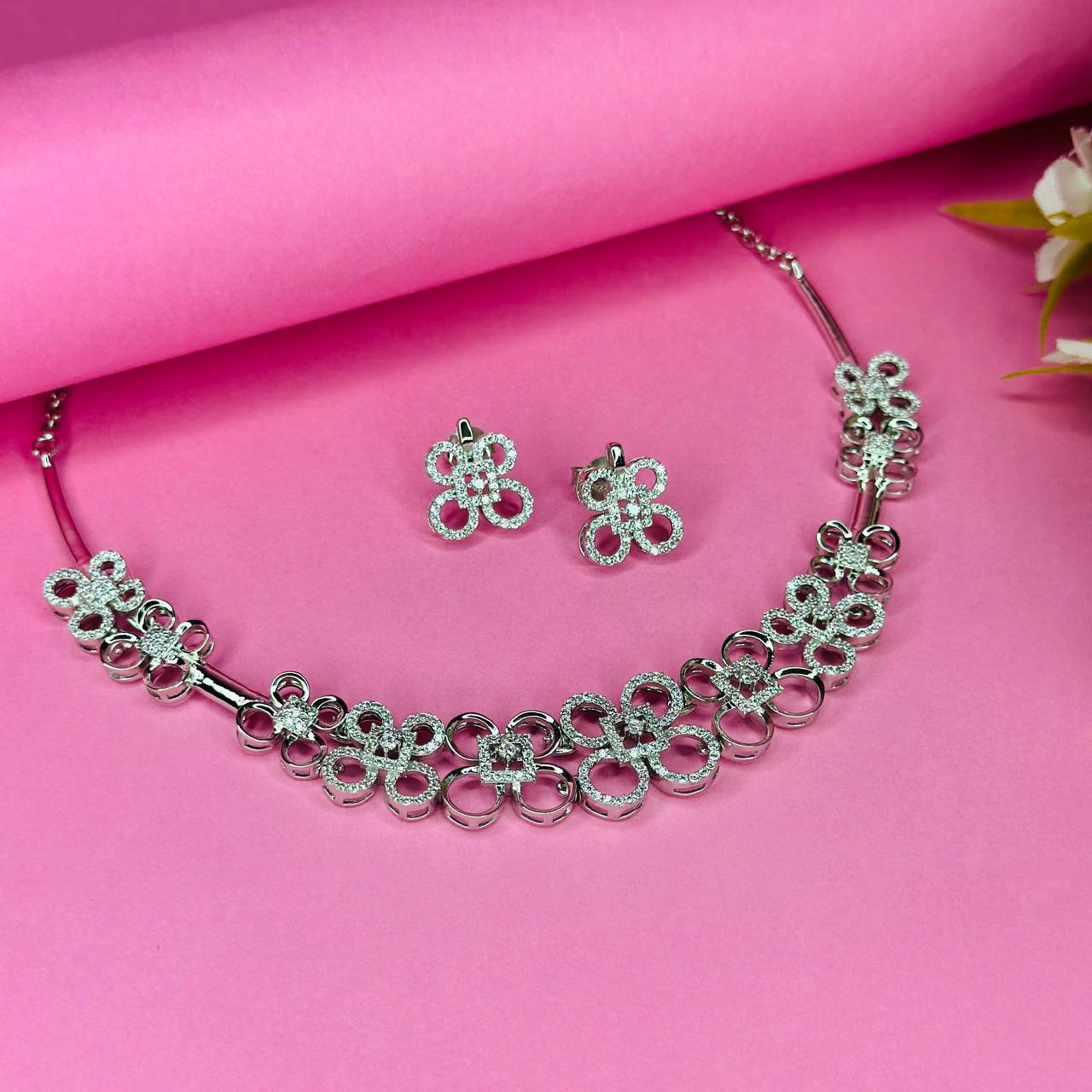 Floral Elegance Necklace Set – 925 Sterling Silver