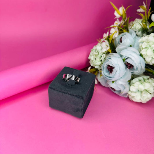 "Orbit Groove Silver Band"