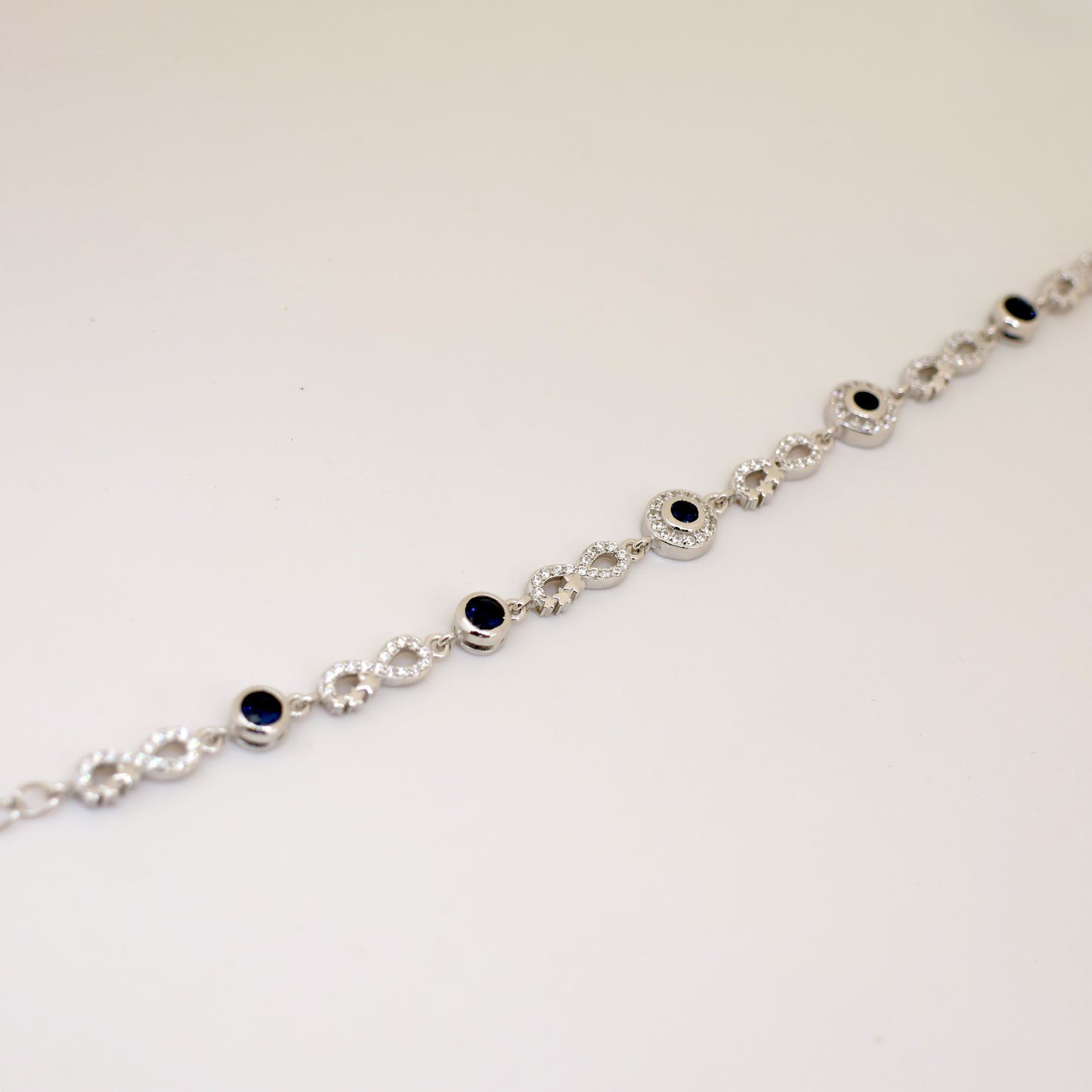925 Sterling Silver Infinity & Blue CZ Bracelet