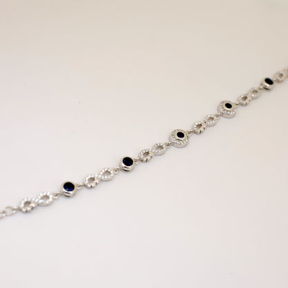 925 Sterling Silver Infinity & Blue CZ Bracelet