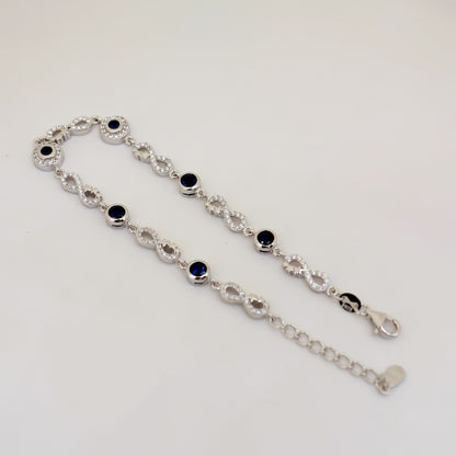 925 Sterling Silver Infinity & Blue CZ Bracelet