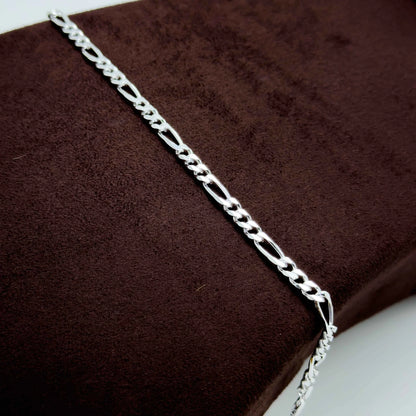 925 Sterling Silver Figaro Chain Bracelet