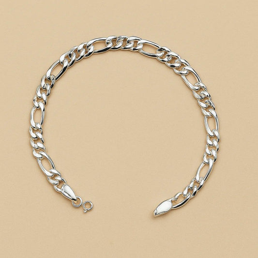 925 Sterling Silver Figaro Chain Bracelet