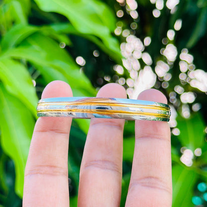 Silver Two-Tone Dual Line Open Kada