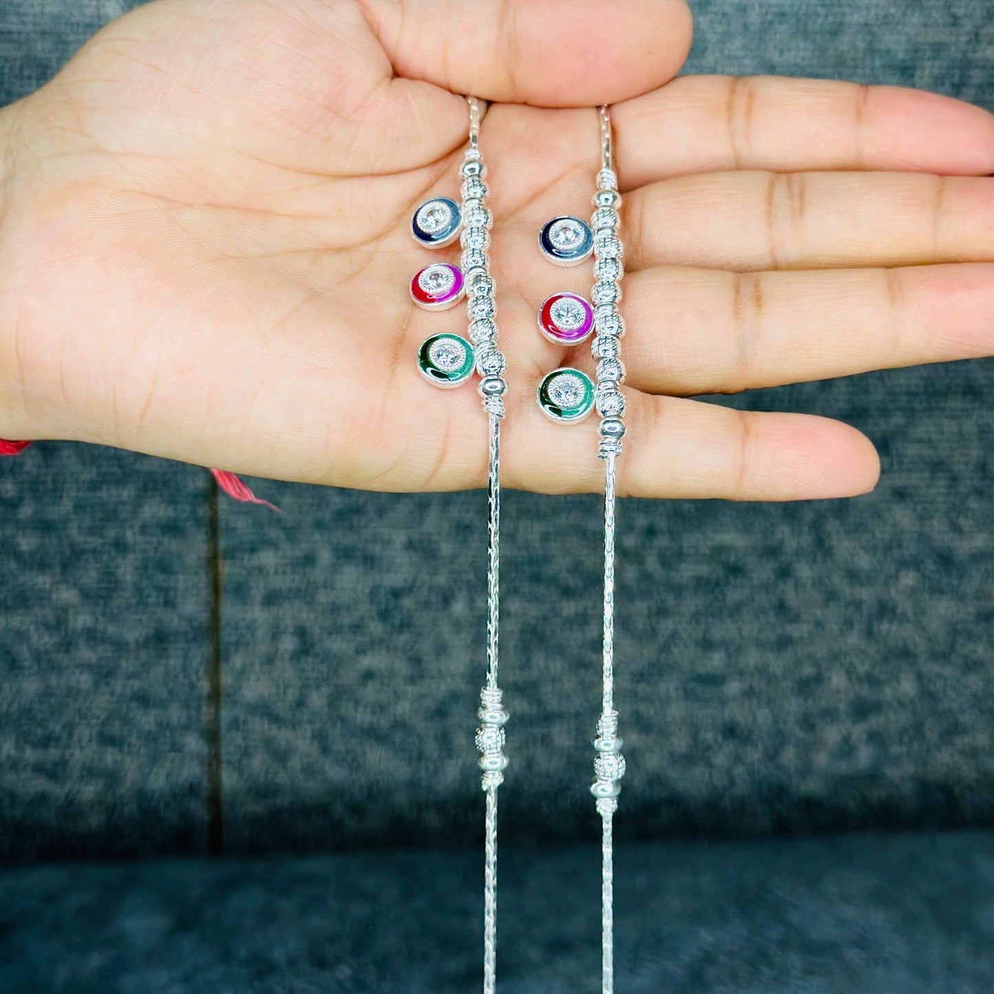 Silver Multicolor Charm Anklet