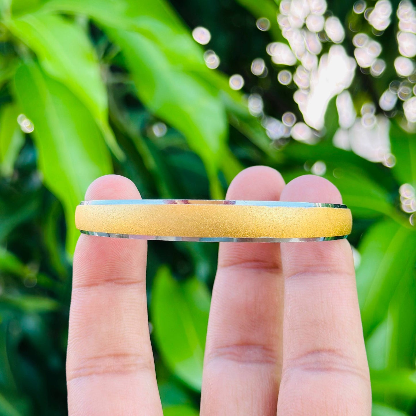 Silver Two-Tone Gold Matte Open Kada