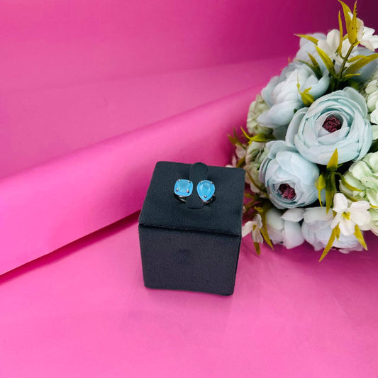 925 Sterling Silver Dual Blue Stone Adjustable Ring