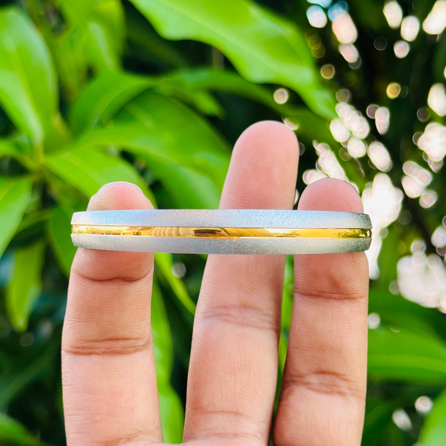 Silver Two-Tone Open Kada