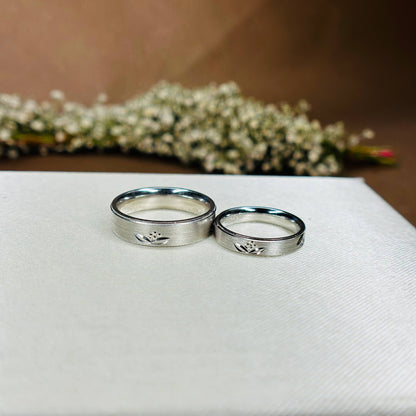 Matte Finish Couple Rings in Pure 925 Silver with CZ Detailing