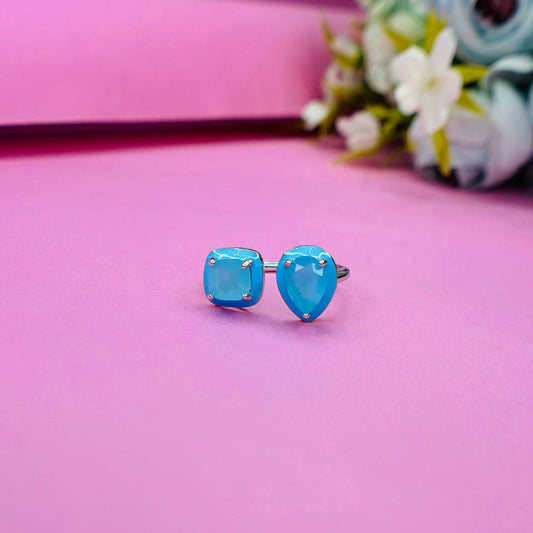 925 Sterling Silver Dual Blue Stone Adjustable Ring