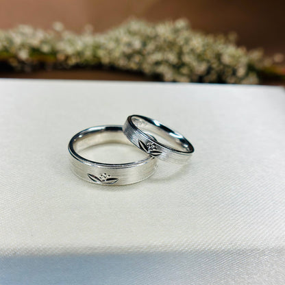 Matte Finish Couple Rings in Pure 925 Silver with CZ Detailing
