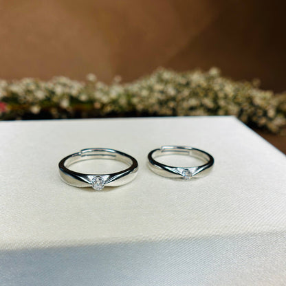 Classic Couple Rings in Pure 925 Silver with CZ Accent