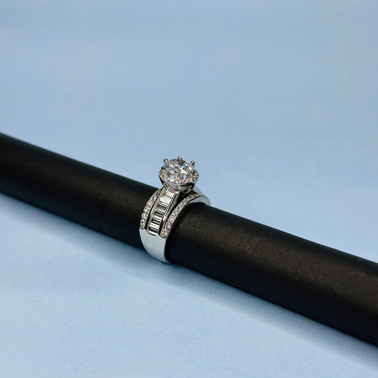 925 Sterling Silver Statement Halo CZ Ring