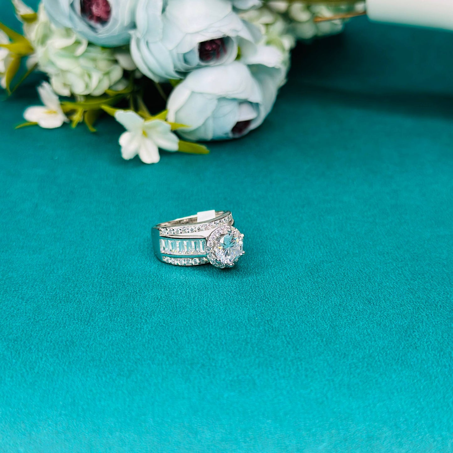 925 Sterling Silver Statement Halo CZ Ring